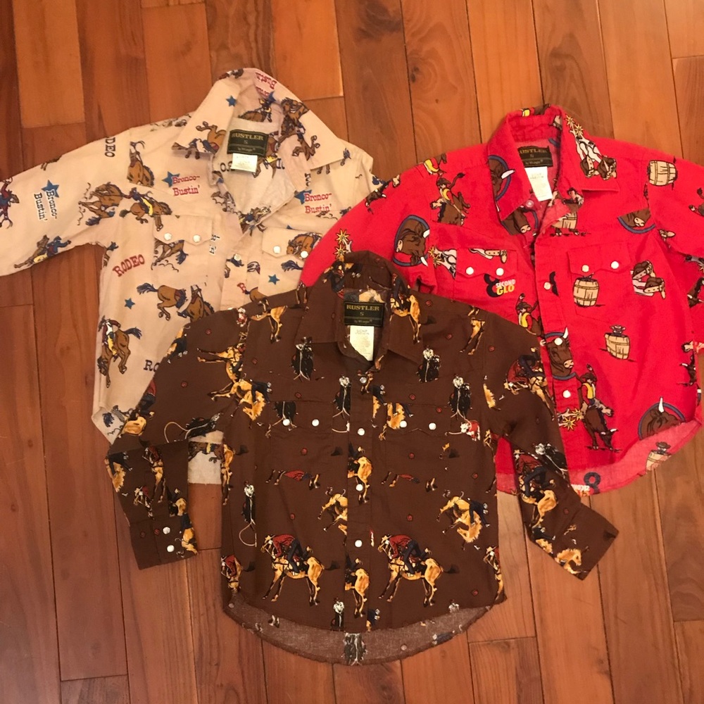 3 Vintage Vibe Cowboy Wrangler Button Tops Sm